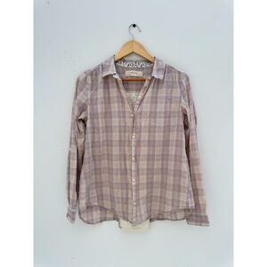 Anthropologie Isabella Sinclair Plaid Lace Panel Button Down Shirt Size Small